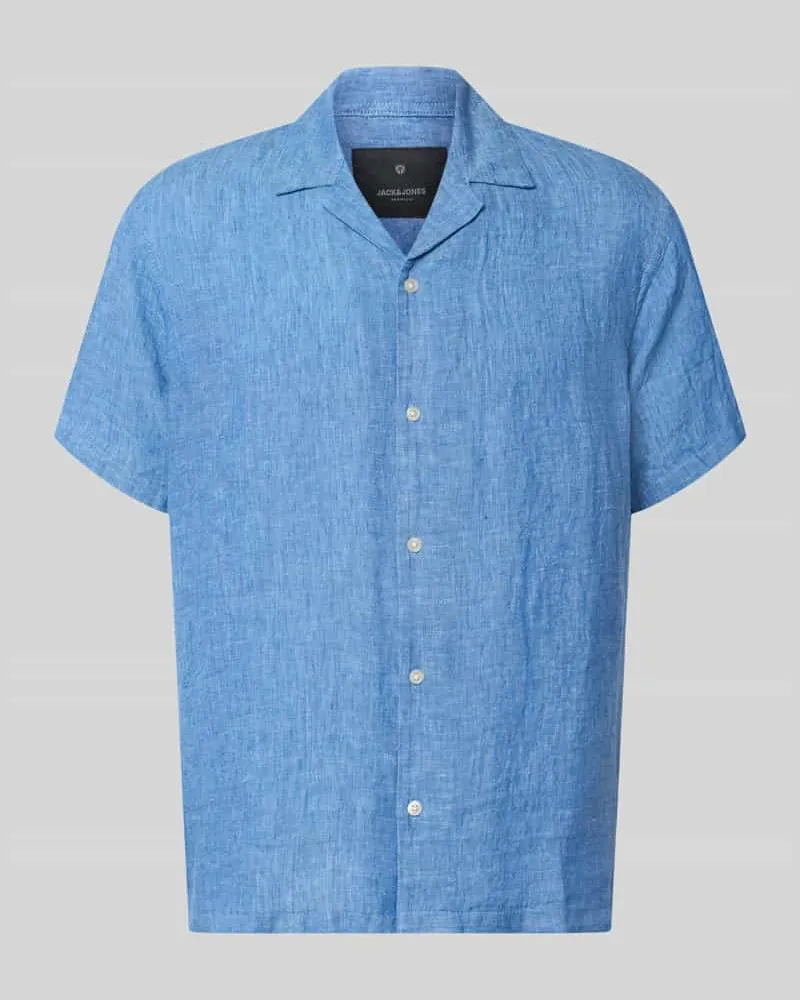 Jack & Jones Regular Fit Leinenhemd Modell 'LAWRENCE Jeansblau