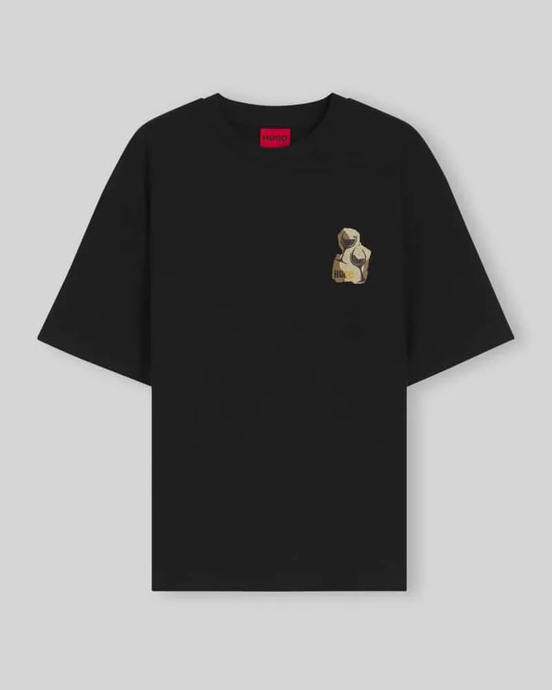 HUGO BOSS Regular Fit T-Shirt aus reiner Baumwolle Modell 'Detzi Black