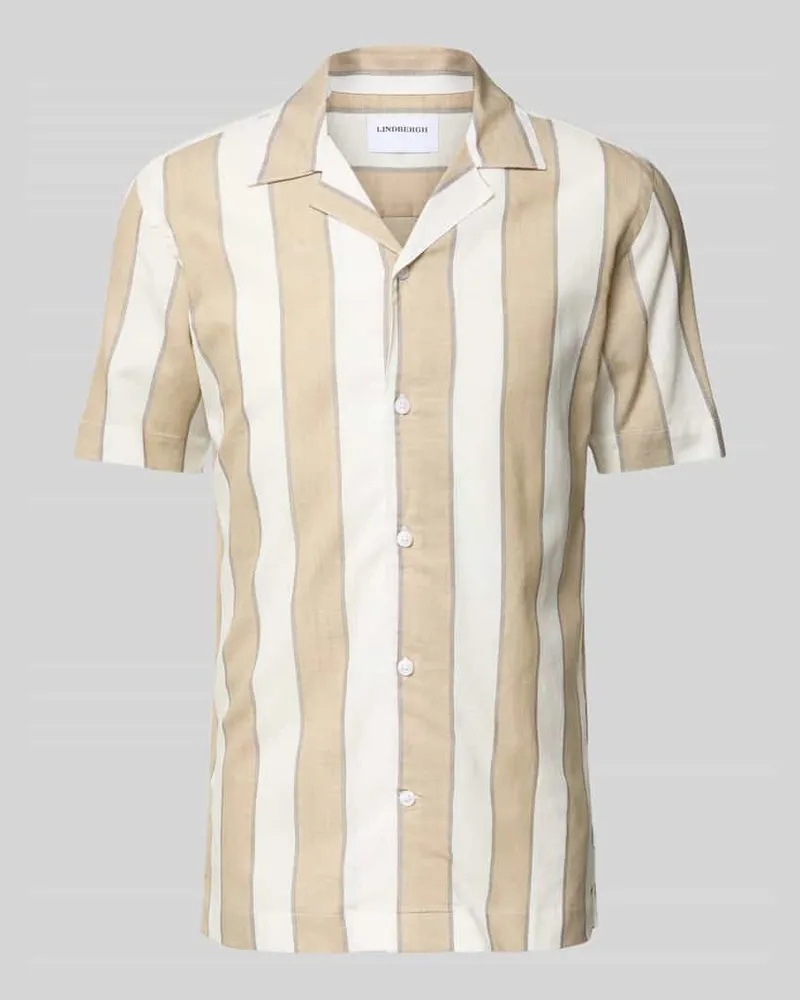 Lindbergh Relaxed Fit Freizeithemd aus Baumwoll-Leinen-Mix Sand