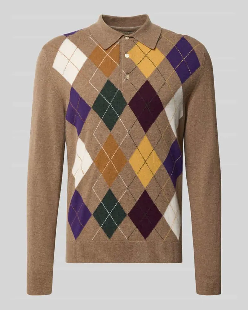 Gant Pullover aus Lammwolle mit Polokragen Hellbraun