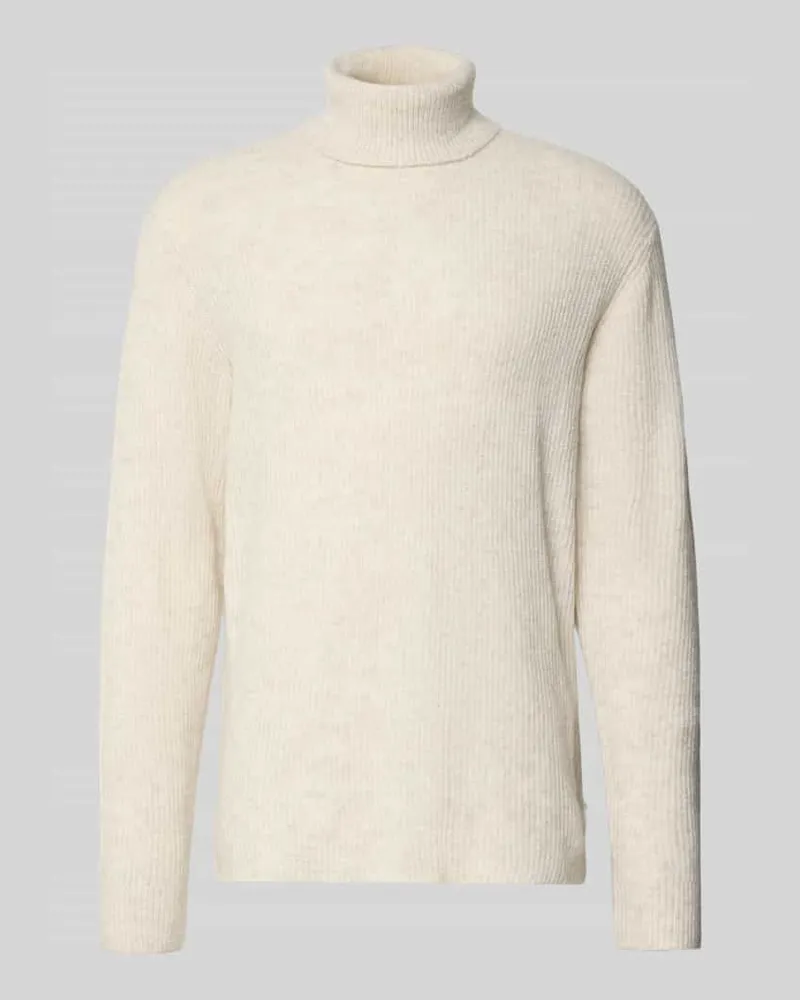 Lindbergh Strickpullover in Ripp-Optik mit Rollkragen Sand
