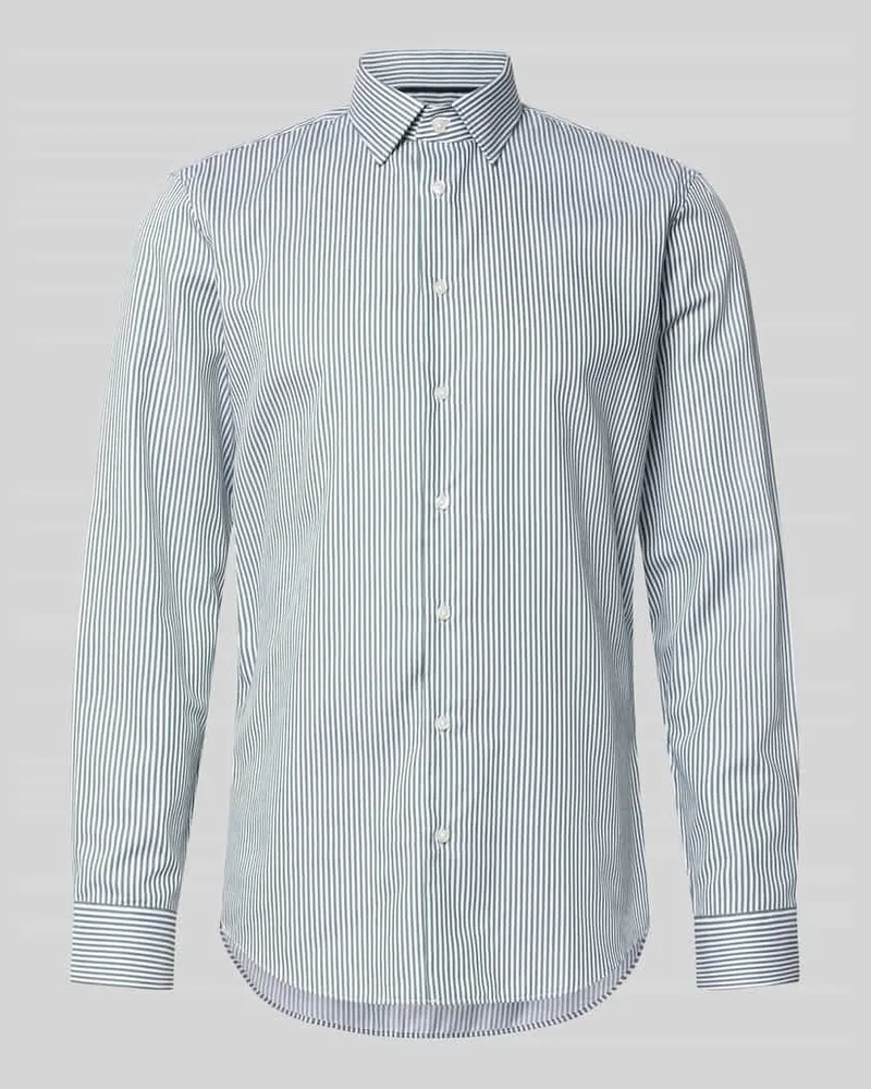 JAKE*S Slim Fit Business-Hemd mit Kentkragen Dunkelgruen