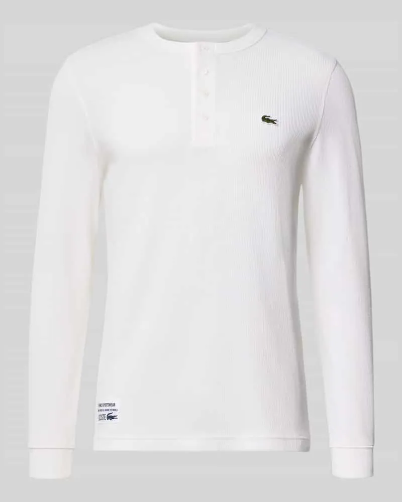 Lacoste Regular Fit Langarmshirt aus reiner Baumwolle Offwhite