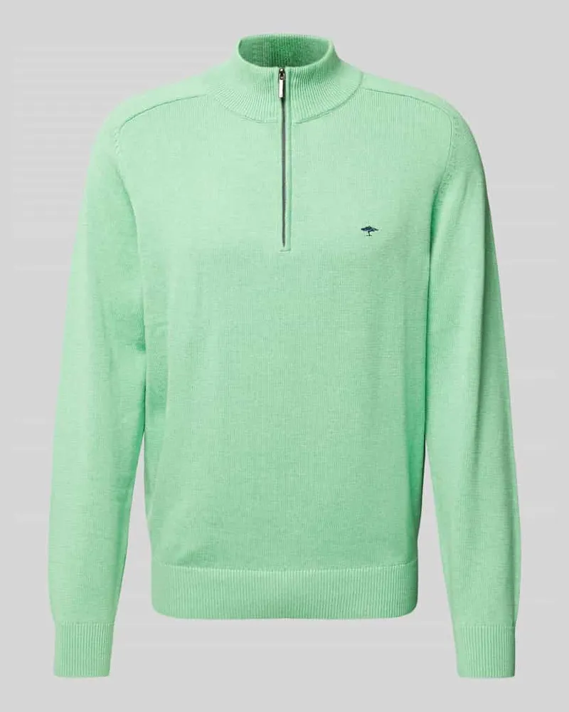 Fynch-Hatton Strickpullover mit Label-Stitching Hellgruen