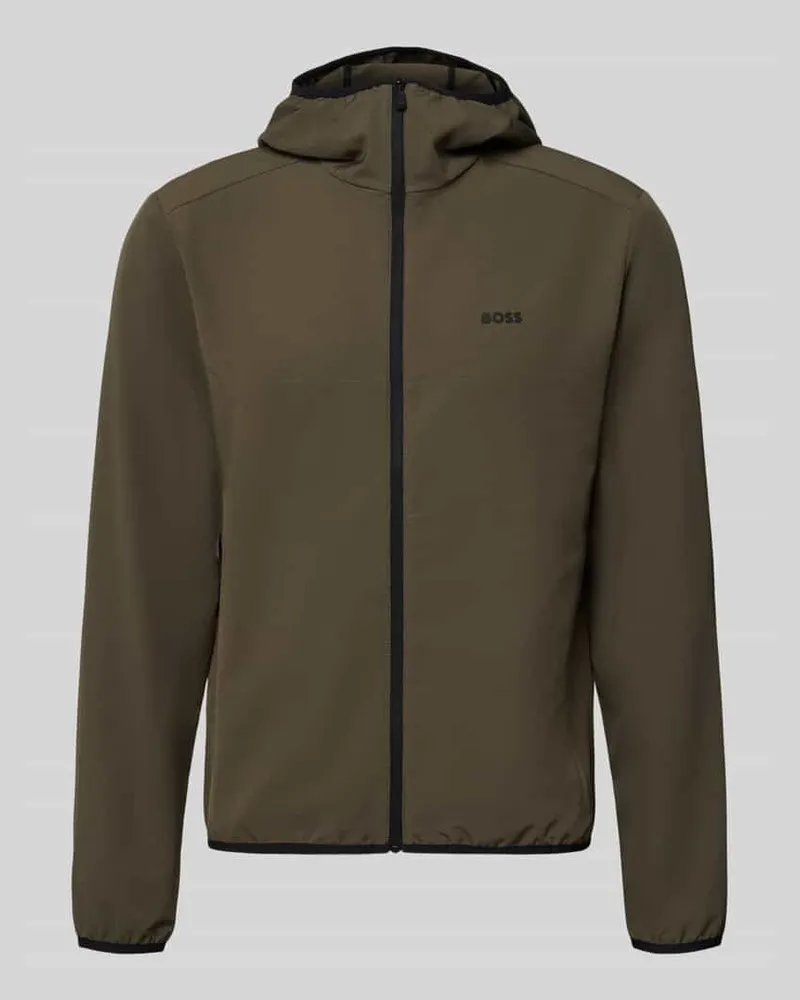 HUGO BOSS Slim Fit Trainingsjacke mit Label-Patch Modell 'CommuterPro Oliv