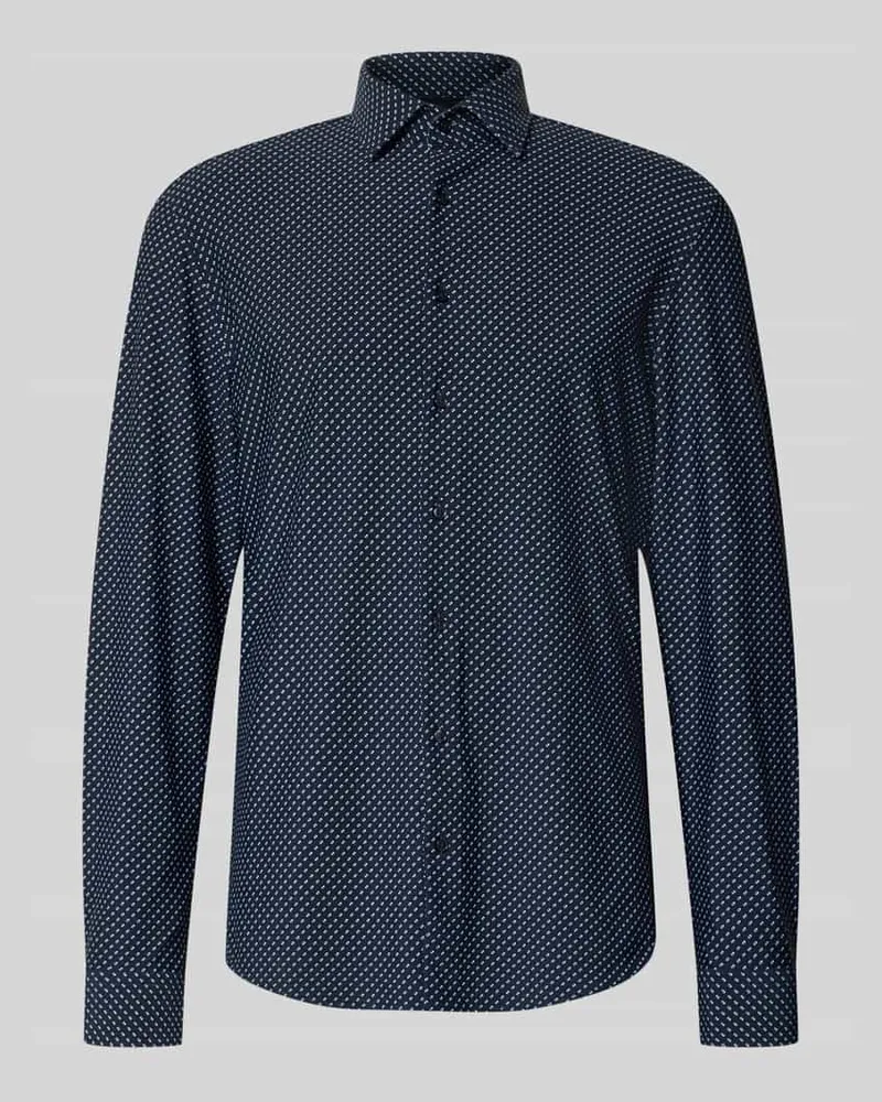 JAKE*S Slim Fit Business-Hemd mit Kentkragen Marine