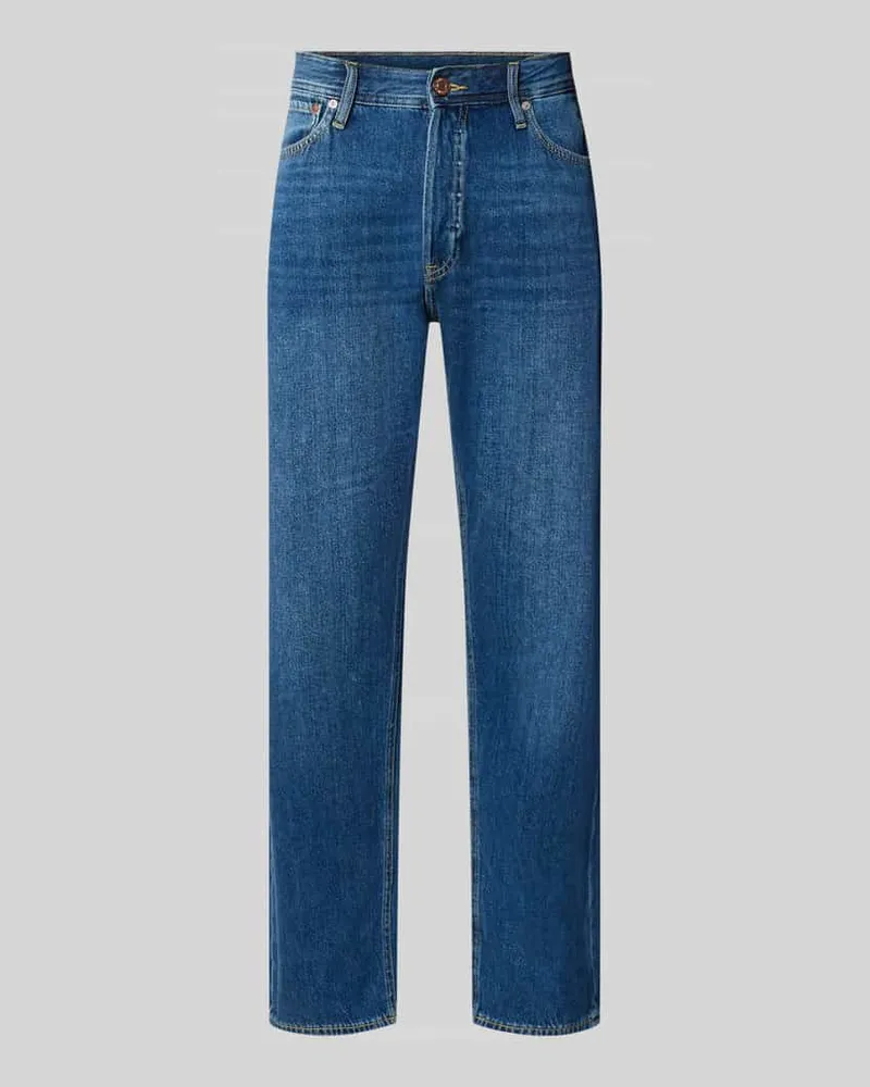 Jack & Jones Straight Fit Jeans aus Baumwoll-Mix Modell 'CHRIS Jeansblau
