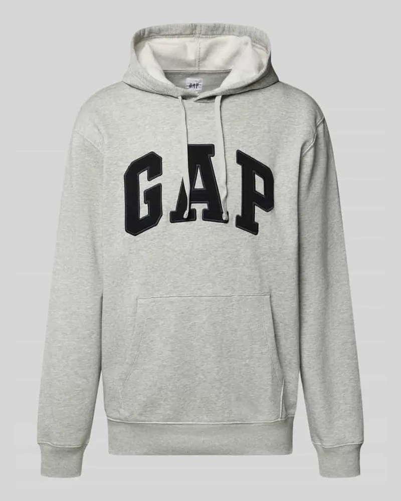 GAP Hoodie mit Logo und Känguru-Tasche Hellgrau
