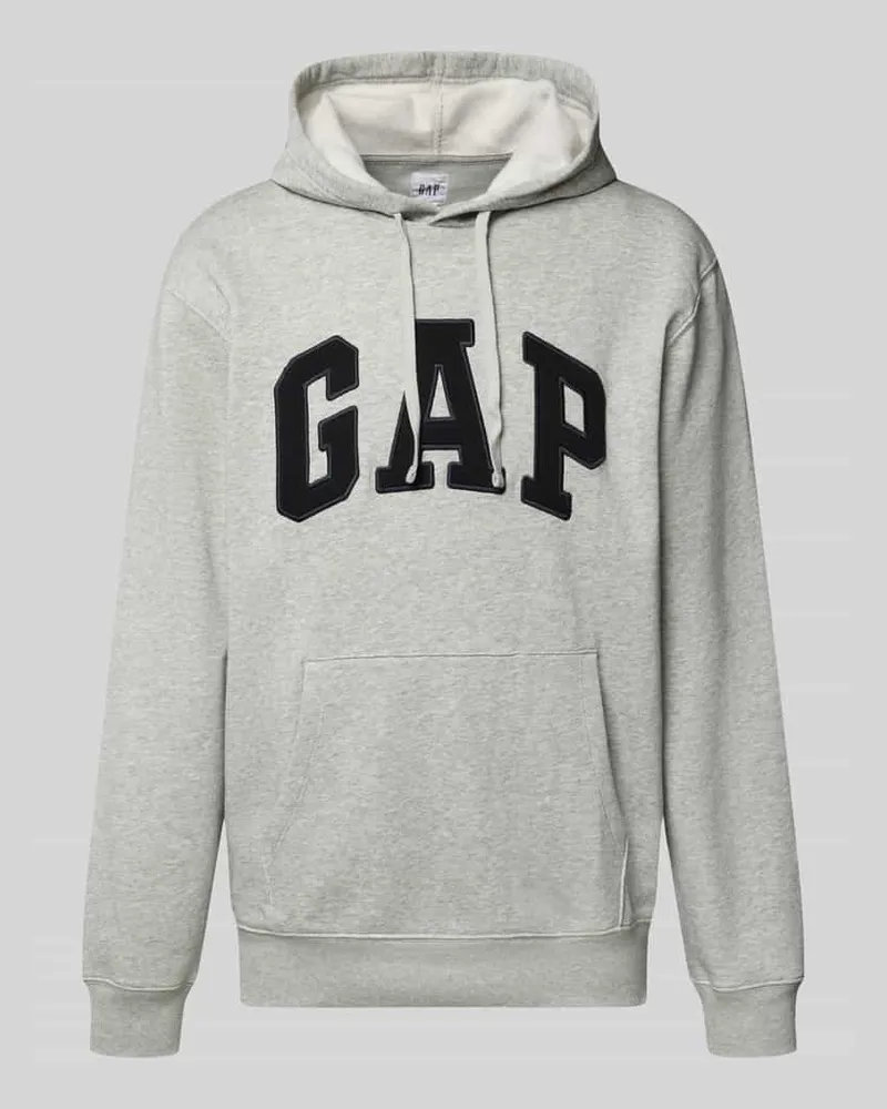 GAP Hoodie mit Logo und Känguru-Tasche Hellgrau