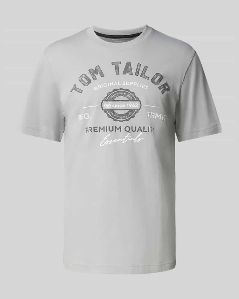 Tom Tailor Regular Fit T-Shirt aus reiner Baumwolle Mittelgrau
