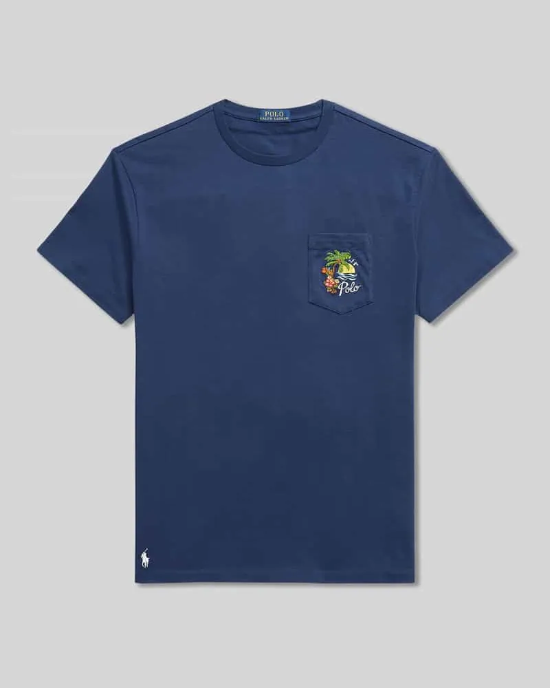 Ralph Lauren Regular Fit T-Shirt aus reiner Baumwolle mit Rückenprint Marine