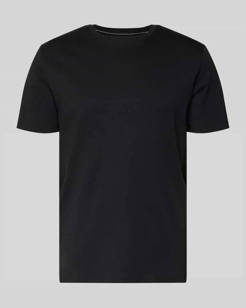 Christian Berg T-Shirt mit geripptem Rundhalsausschnitt Black