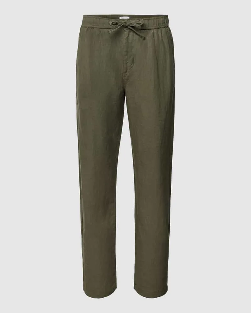 Knowledge Cotton Apparel Hose mit elastischem Bund Oliv