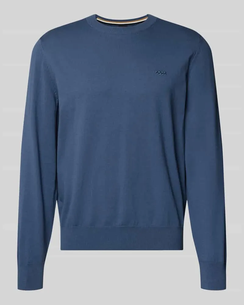 HUGO BOSS Regular Fit Strickpullover aus reiner Baumwolle Modell 'UPCAS Blau
