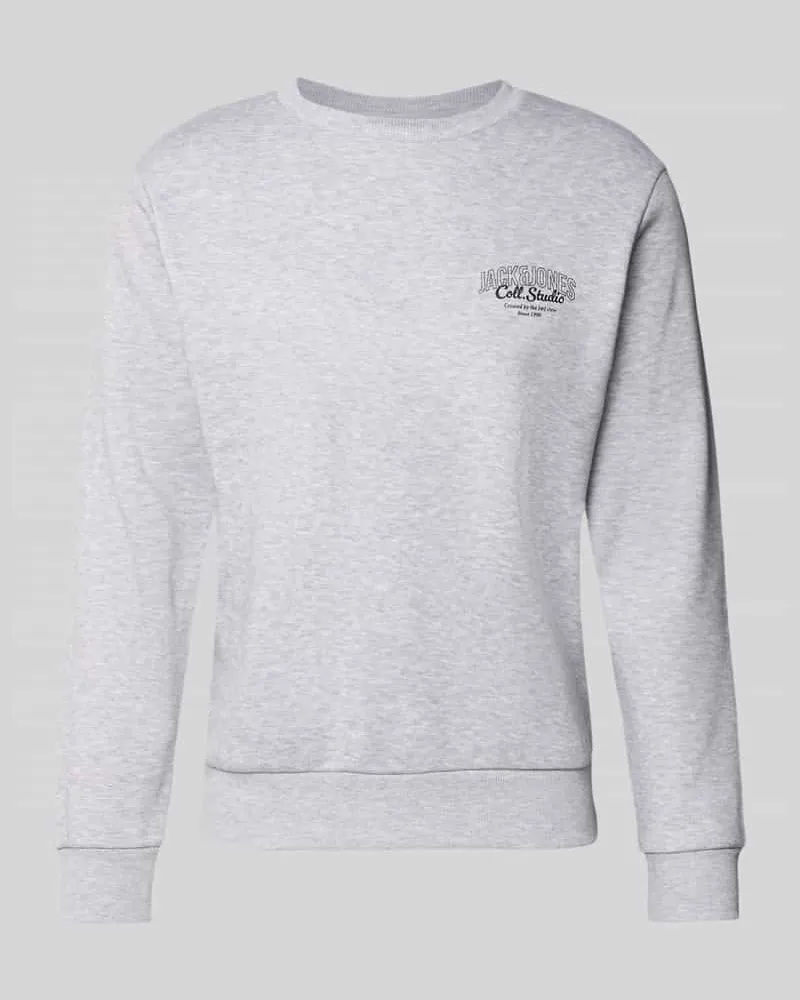 Jack & Jones Sweatshirt mit Label-Print Modell 'MAKOTO Hellgrau