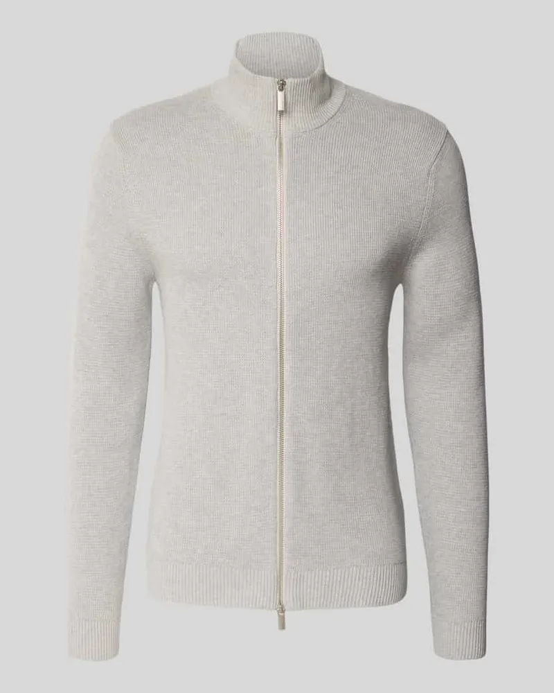 Selected Homme Regular Fit Strickjacke aus reiner Baumwolle Modell 'DANE Hellgrau