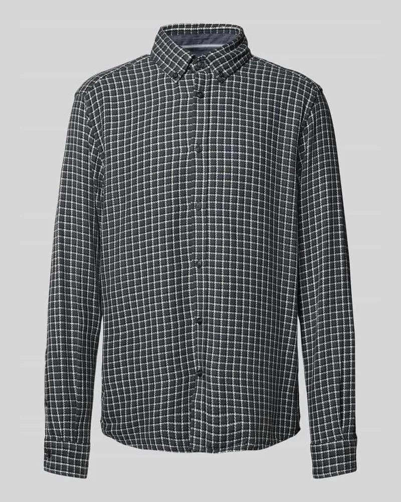 S.Oliver Regular Fit Freizeithemd aus strukturierter Baumwolle mit Button-down-Kragen Anthrazit