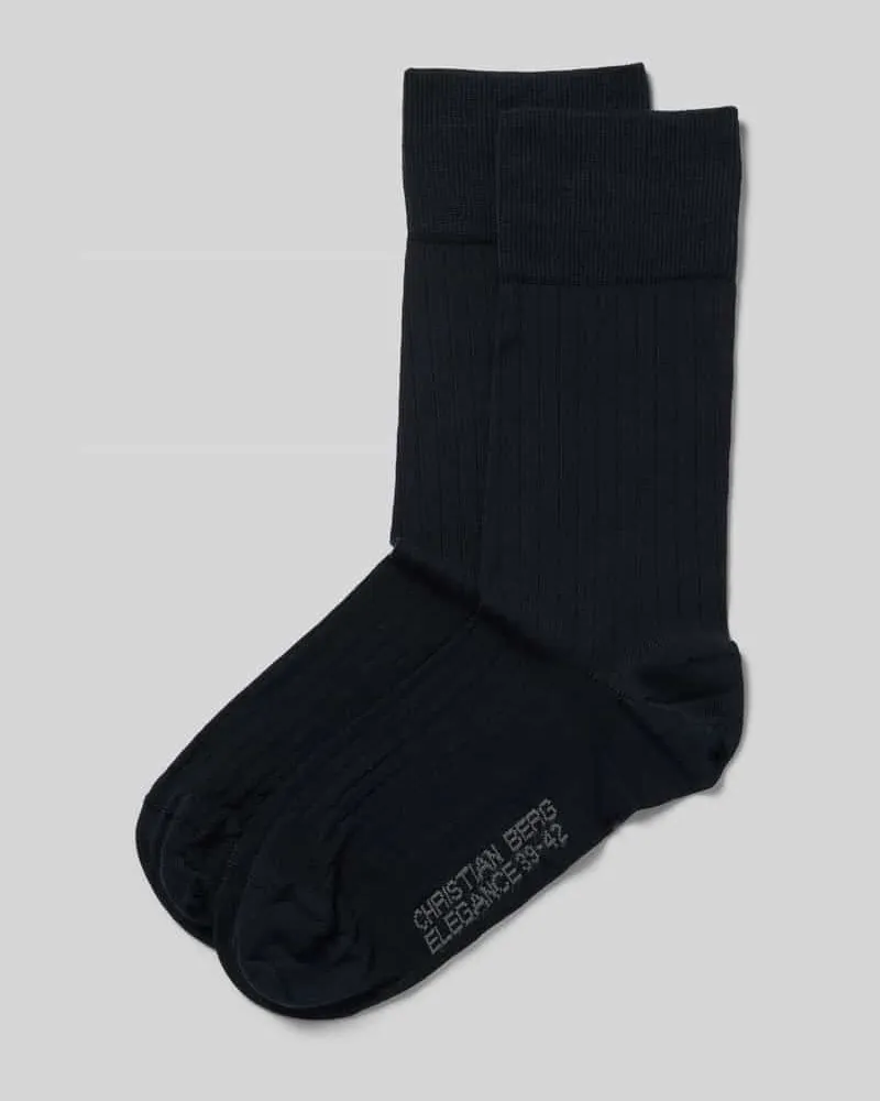 Christian Berg Socken mit Label-Print im 2er-Pack Marine
