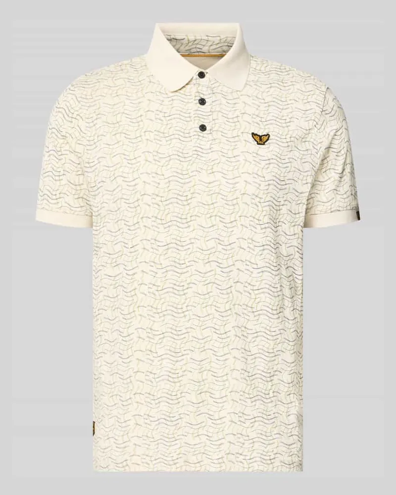 PME Legend Slim Fit Poloshirt im Allover-Look Offwhite