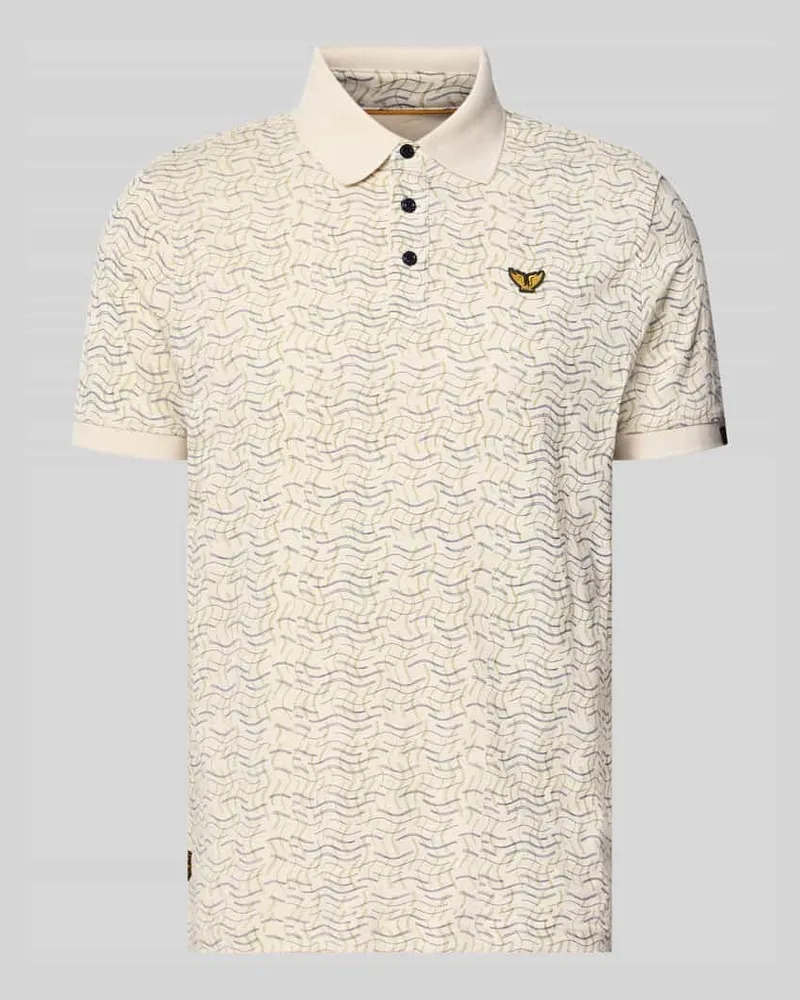 PME Legend Slim Fit Poloshirt im Allover-Look Offwhite
