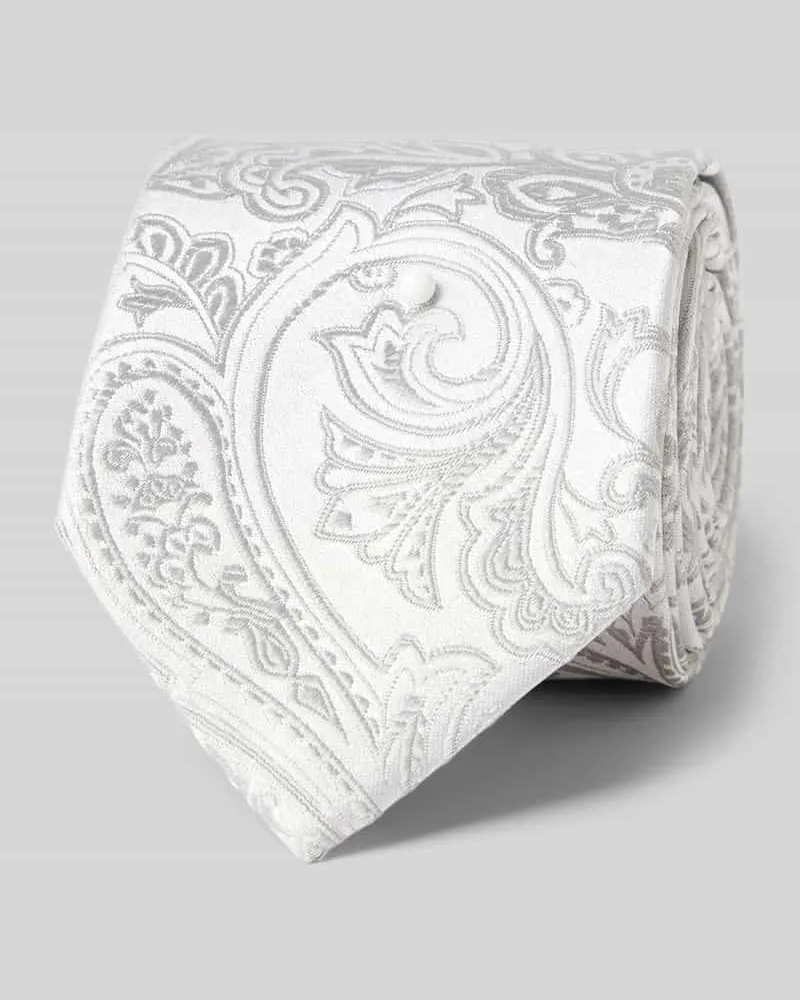 Olymp Seidenkrawatte mit Motiv-Stitching Silber
