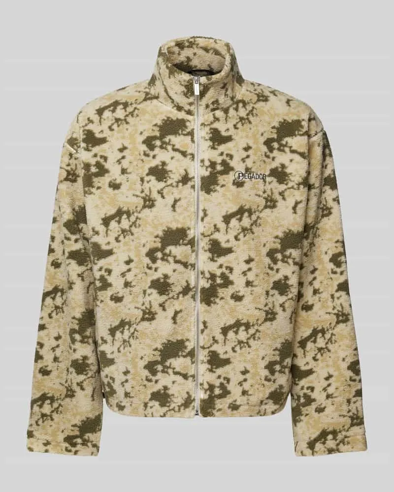 PEGADOR Teddyfelljacke mit Label-Stitching Modell 'JOHNSON Oliv