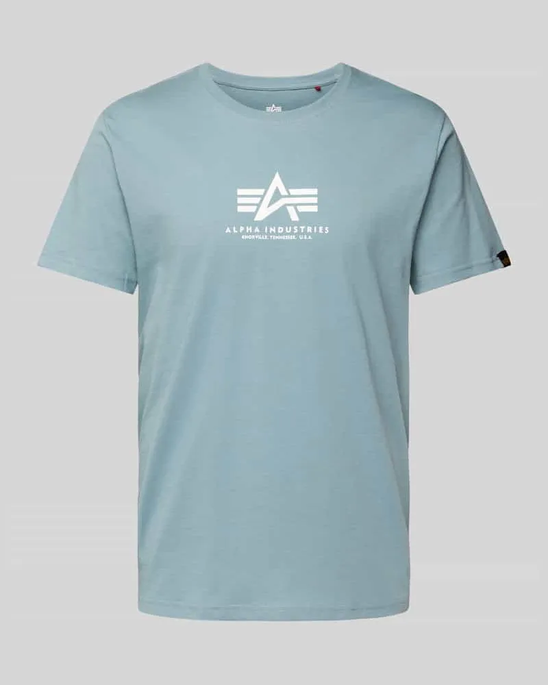 Alpha Industries T-Shirt mit Label-Print Eisblau