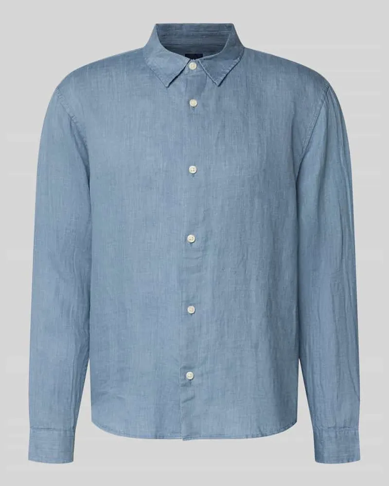 GAP Regular Fit Leinenhemd mit Kentkragen Jeansblau