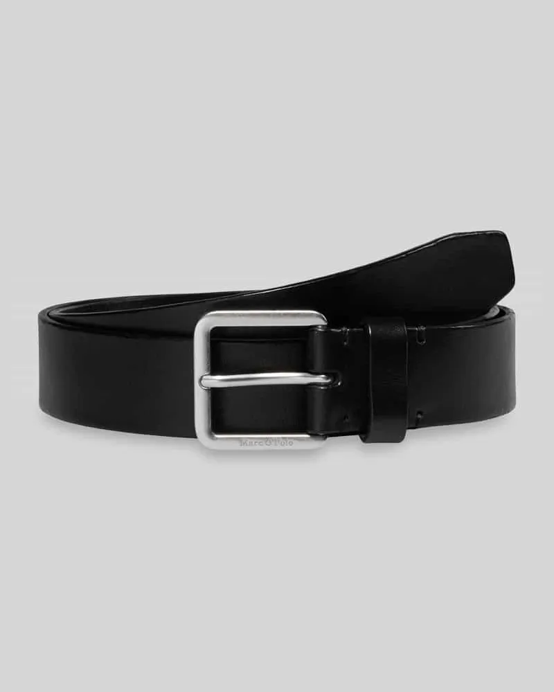 Marc O'Polo Gürtel aus Rindsnappa mit Metallschnalle Black