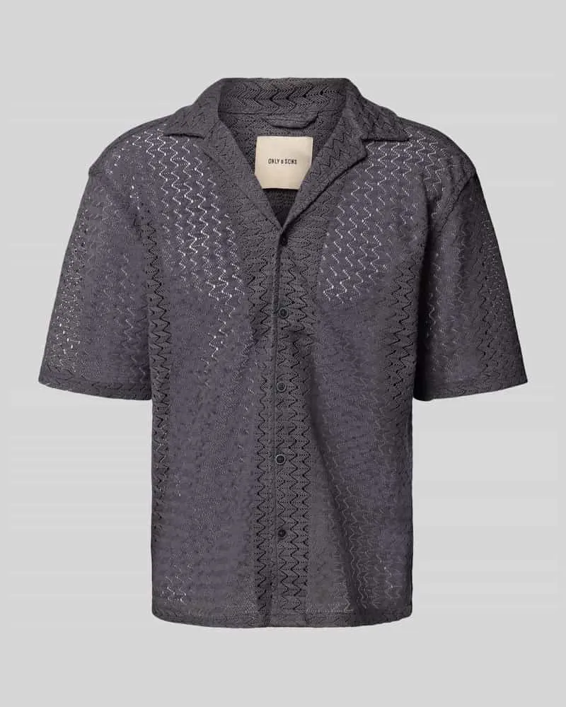 Only & Sons Relaxed Fit Freizeithemd mit Reverskragen Modell 'NOVAK Dunkelgrau