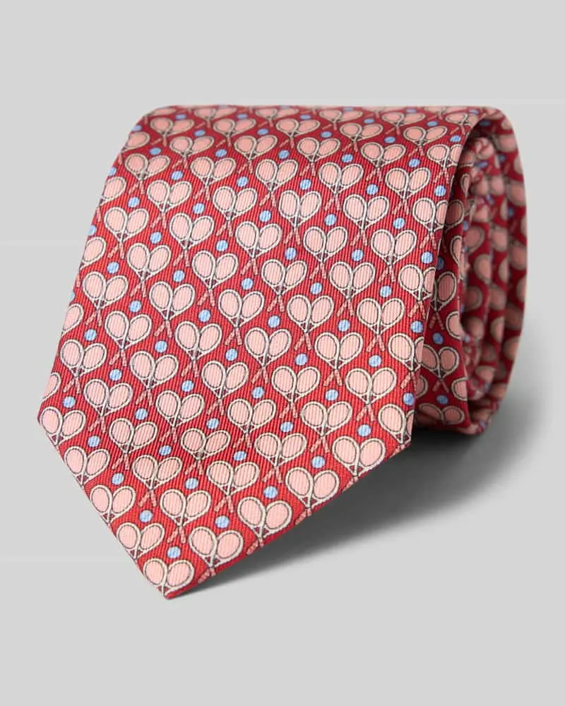 Blick Krawatte aus Seide mit Allover-Muster Rot