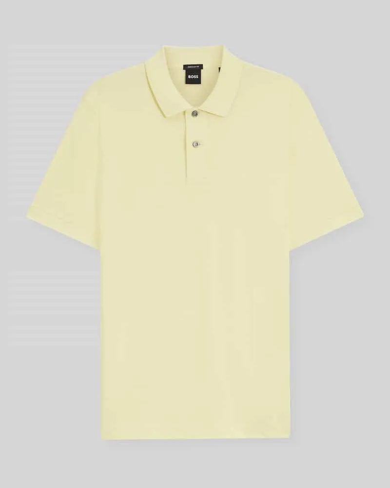 HUGO BOSS Regular Fit Poloshirt aus reiner Baumwolle Modell 'PALLAS Hellgelb