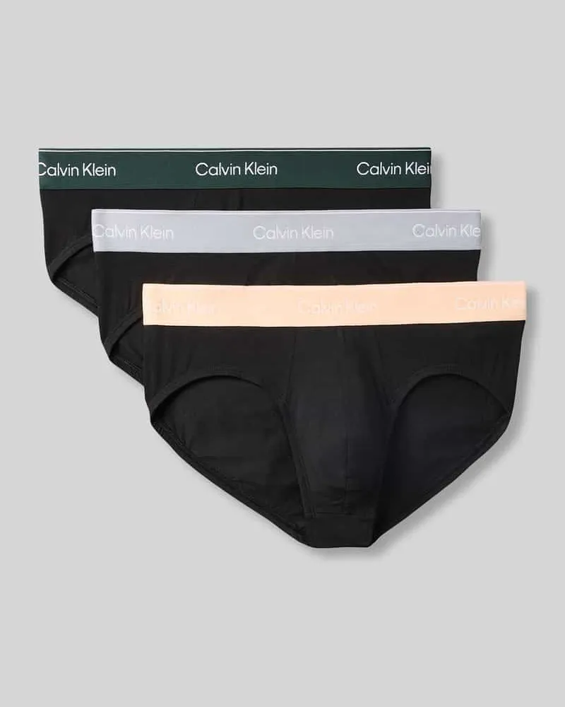 Calvin Klein Regular Fit Slips aus Baumwoll-Mix im 3er-Pack Black