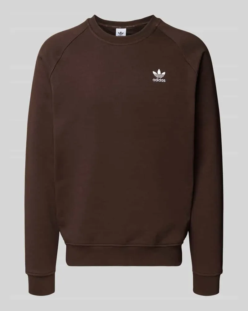 adidas Sweatshirt mit Label-Stitching Dunkelbraun