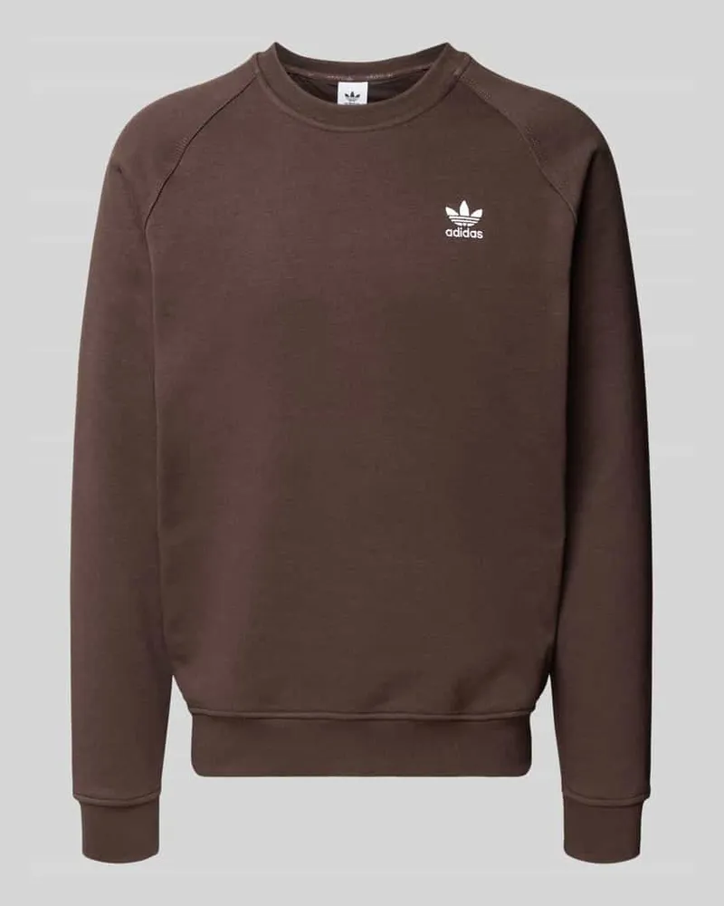 adidas Sweatshirt mit Label-Stitching Dunkelbraun