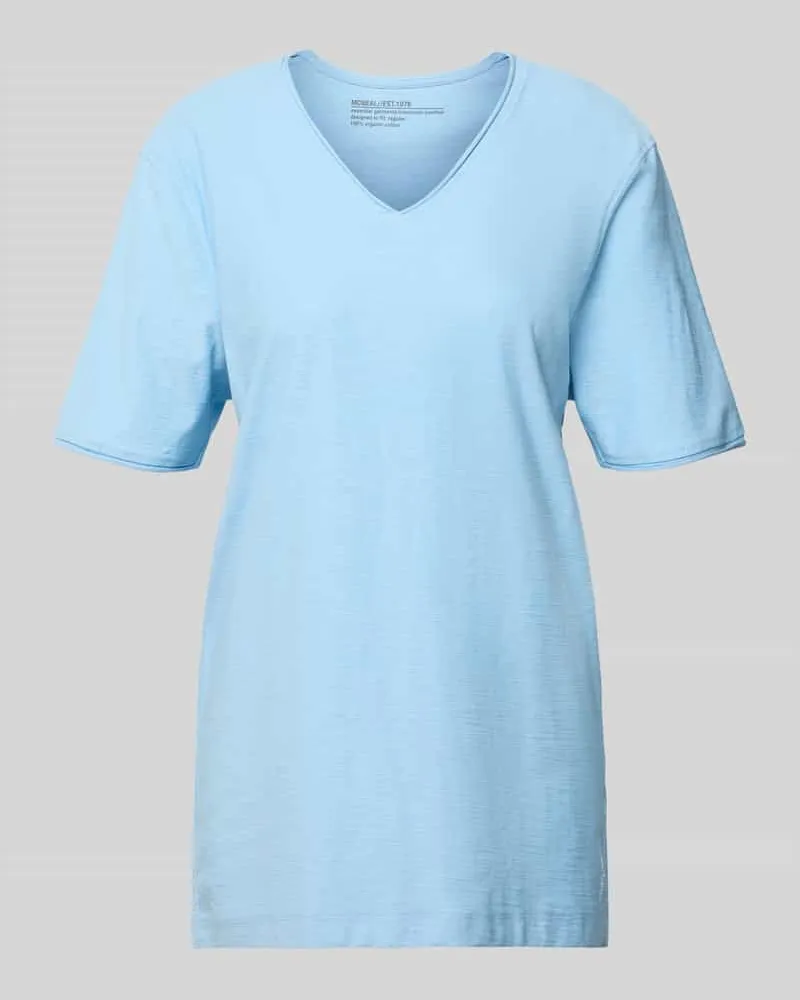McNeal T-Shirt mit V-Ausschnitt und Rollsaum Sky