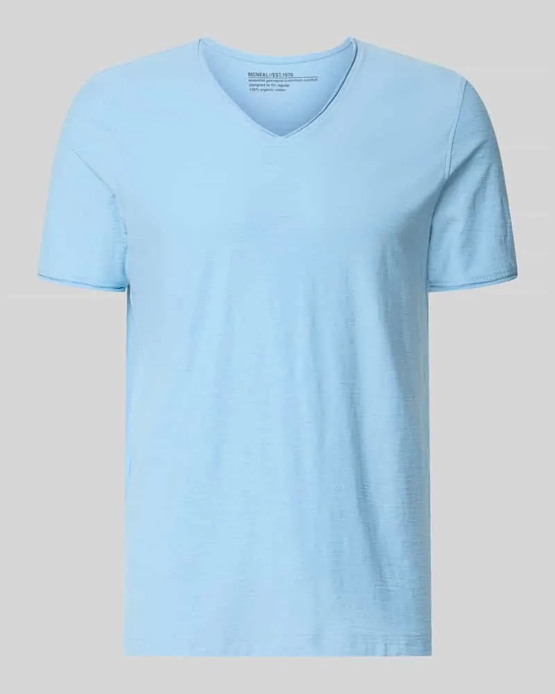 McNeal T-Shirt mit V-Ausschnitt und Rollsaum Sky