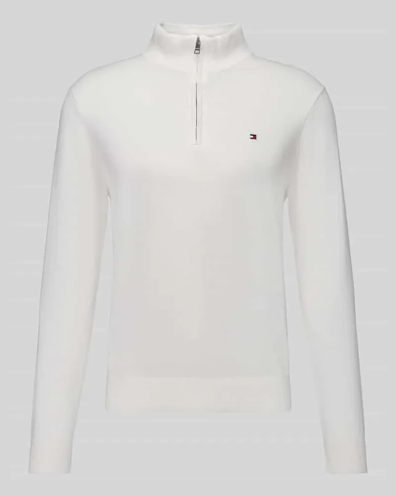 Tommy Hilfiger Regular Fit Troyer aus reiner Baumwolle Ecru