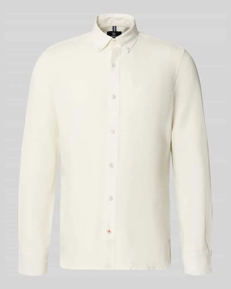 Lerros Regular Fit Freizeithemd aus Leinen-Baumwoll-Mix Offwhite