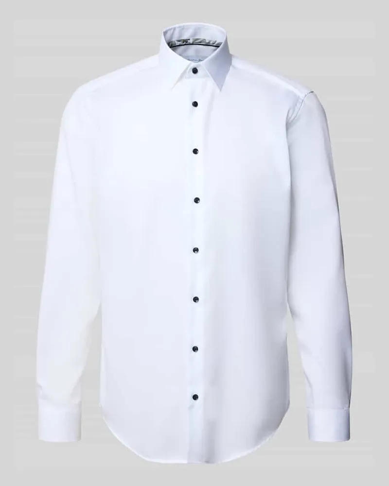 Christian Berg Regular Fit Business-Hemd aus reiner Baumwolle mit Kentkragen Weiss