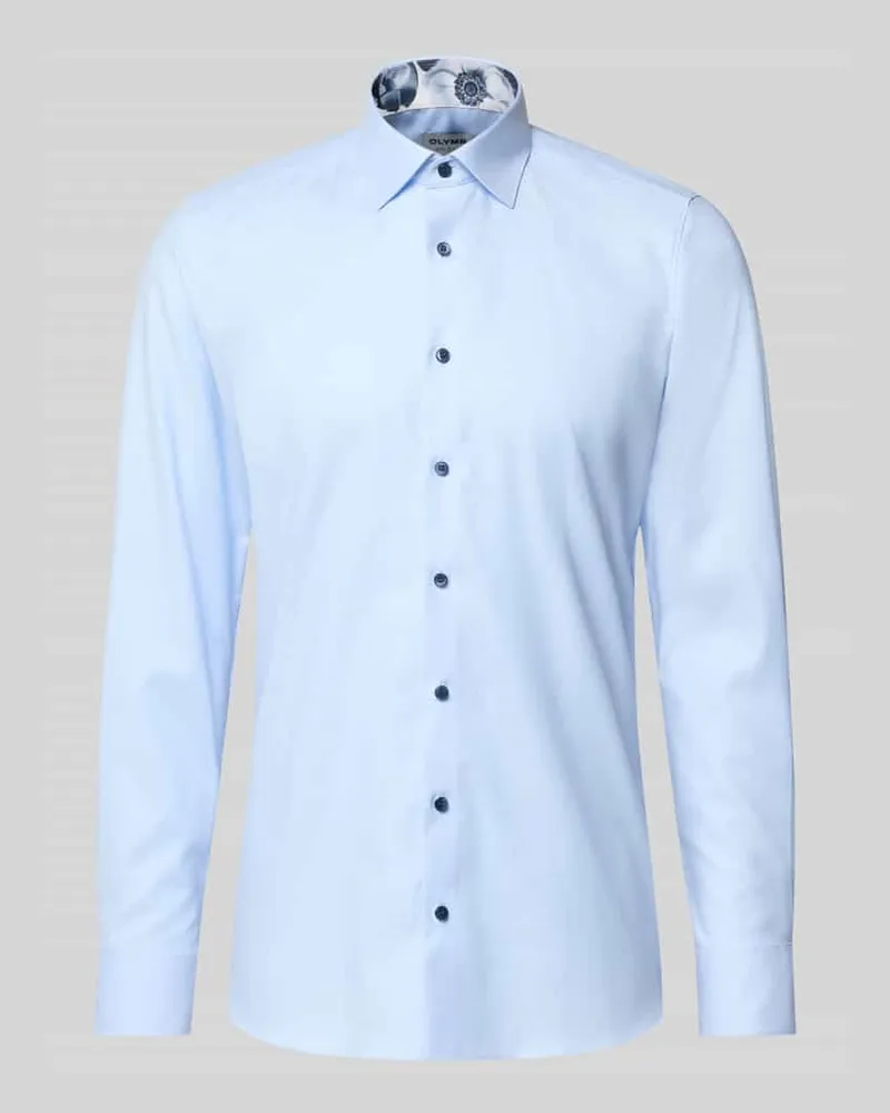 Olymp Slim Fit Business Hemd aus Baumwolle mit Kentkragen Bleu