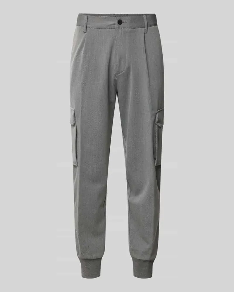 HUGO BOSS Tapered Fit Cargohose mit Strukturmuster Modell 'Glavin Anthrazit