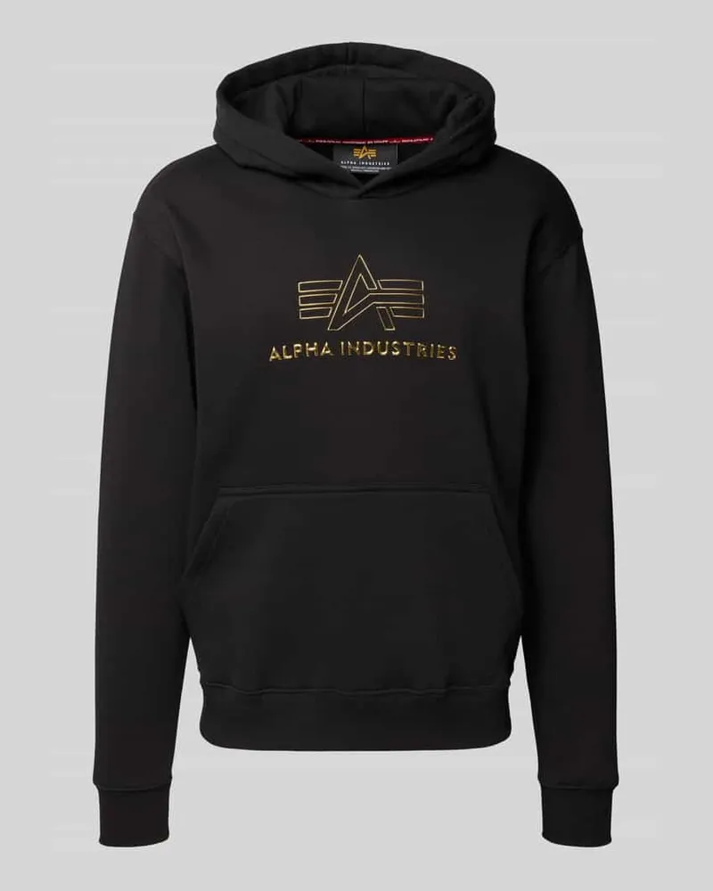 Alpha Industries Hoodie mit Kapuze und Logo-Print Black