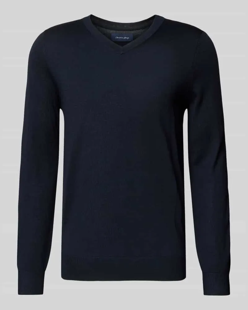 Christian Berg Strickpullover aus Woll-Mix mit V-Ausschnitt 