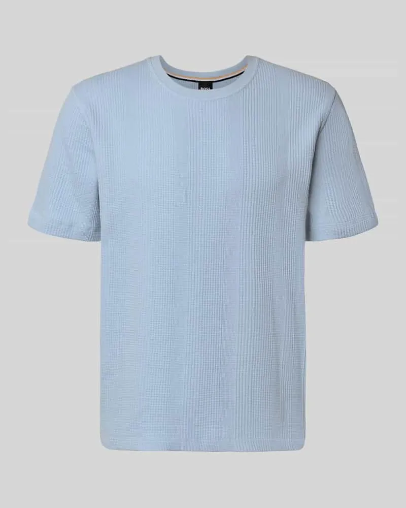 HUGO BOSS Regular Fit T-Shirt mit mit Waffelstruktur Modell 'STRUCTURE Hellblau