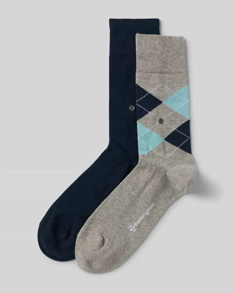 Burlington Socken mit Label-Detail im 2er-Pack Mittelgrau