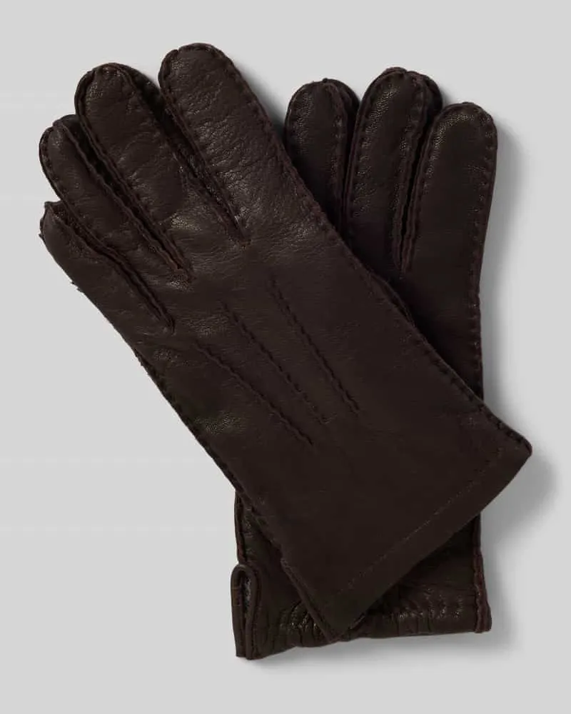 Bugatti Lederhandschuhe mit Ziernähten 