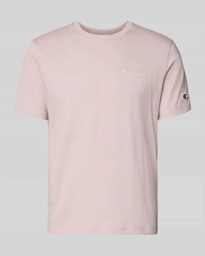 Champion T-Shirt mit Label-Stitchings und Rundhalsausschnitt Altrosa