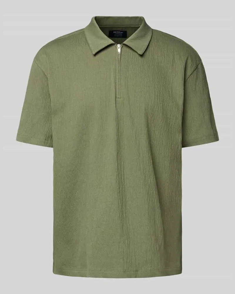 McNeal Regular Fit Poloshirt mit kurzem Reißverschluss Oliv