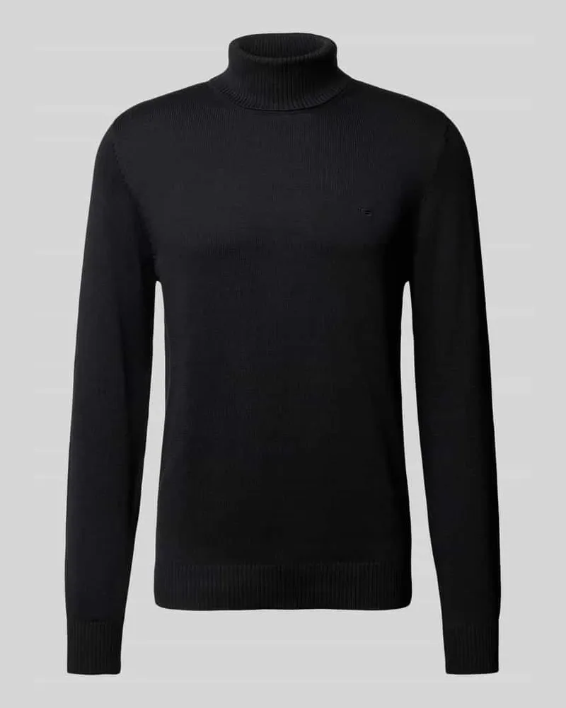 Christian Berg Slim Fit Pullover mit Woll-Anteil in Strick-Optik Black